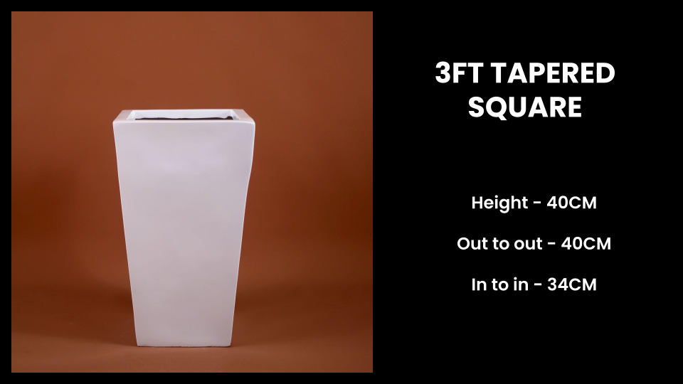 3ft Tapered Square Planter ā 90cm Fiberglass Pot for Contemporary Indoor & Outdoor Design