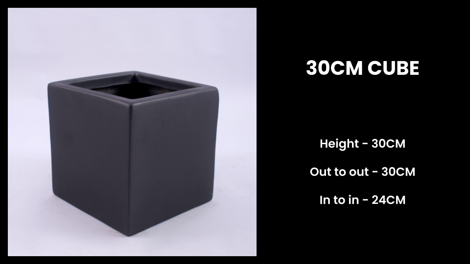 30cm Cube Planter – Small Fiberglass Square Pot for Indoor Decor & Outdoor Accents