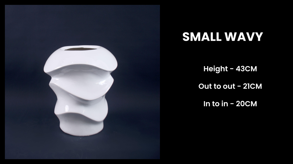Small Wavy Planter – 43cm Fiberglass Pot with Sculpted Curves for Indoor & Outdoor Styling