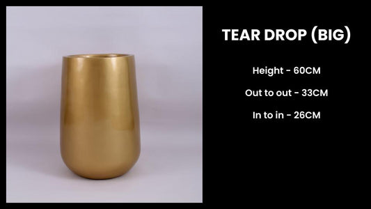 Tear Drop Planter (Big) – Elegant Fiberglass Pot for Indoor & Outdoor Styling