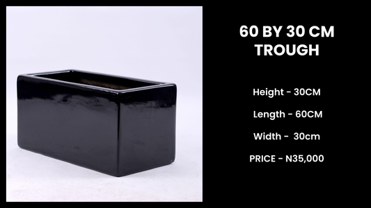 60x30cm Trough Planter – Long Fiberglass Pot for Dividers & Windows