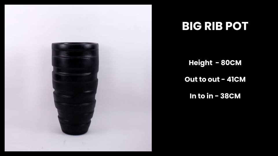 Big Rib Pot – Tall Textured Fiberglass Planter for Elegant Outdoor Displays