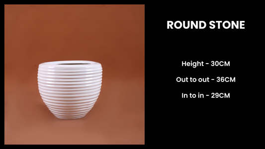 Round Stone Planter – Natural-Look Fiberglass Pot for Organic Indoor & Outdoor