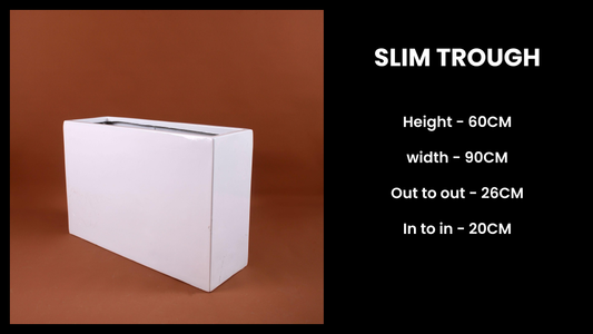Slim Trough Planter – 90cm Long Fiberglass Pot for Narrow Spaces & Modern Dividers
