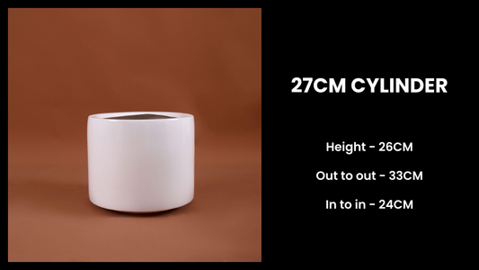 27cm Cylinder Planter – Small Fiberglass Pot for Desktops, Shelves & Small Corners