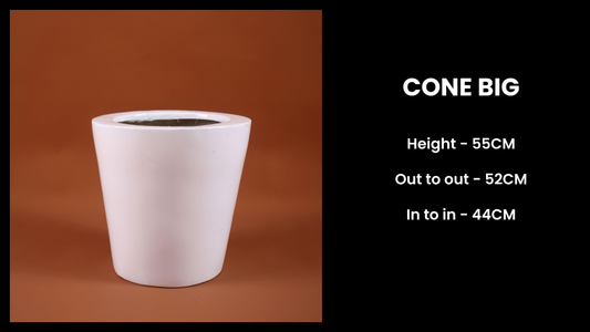 Big Cone Planter – Wide Fiberglass Pot with Tapered Base for Indoor & Outdoor Use