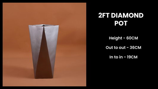 2ft Diamond Planter – Medium Geometric Fiberglass Pot for Indoor & Outdoor Decor