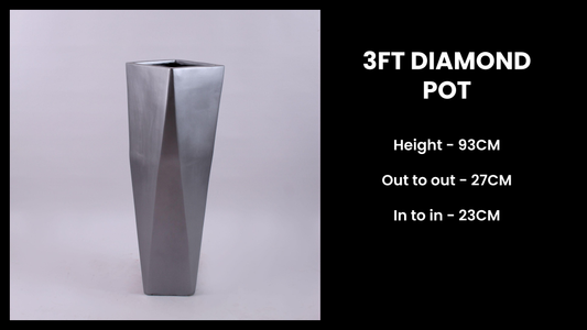3ft Diamond Planter – Tall Geometric Fiberglass Pot for Sleek Indoor & Outdoor Styling