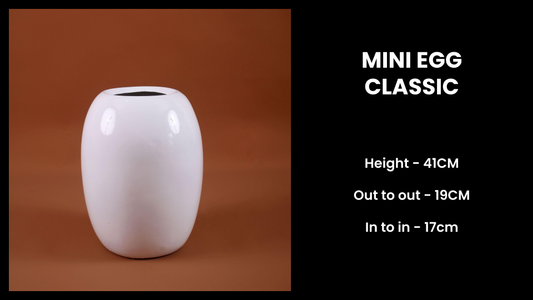 Mini Egg Classic Planter – 41cm Fiberglass Pot with Soft Curved Shape for Indoor Decor