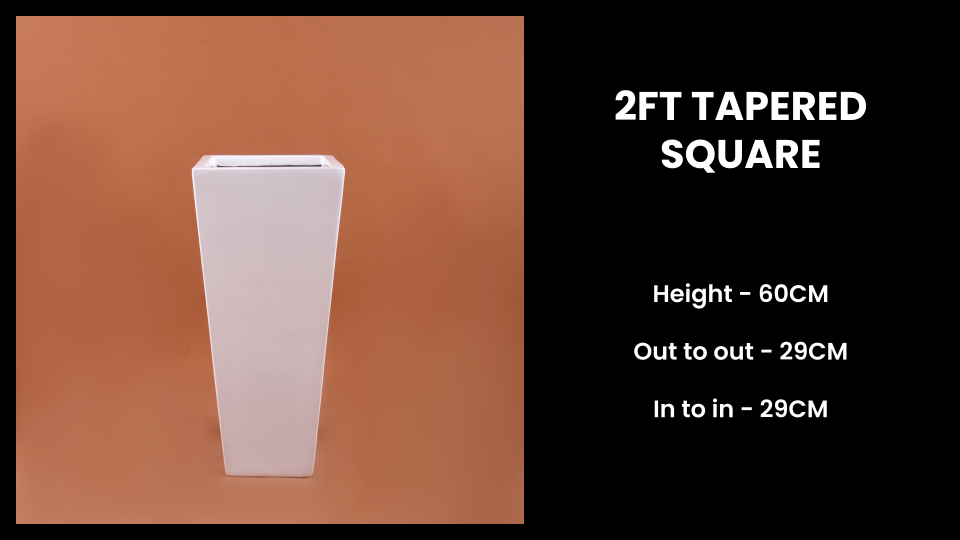 2ft Tapered Square Planter – 60cm Fiberglass Pot for Minimalist Indoor & Outdoor Decor