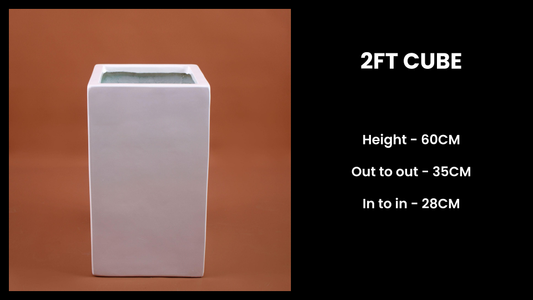 2ft Cube Planter – 60cm Fiberglass Square Pot for Indoor & Outdoor Modern Styling