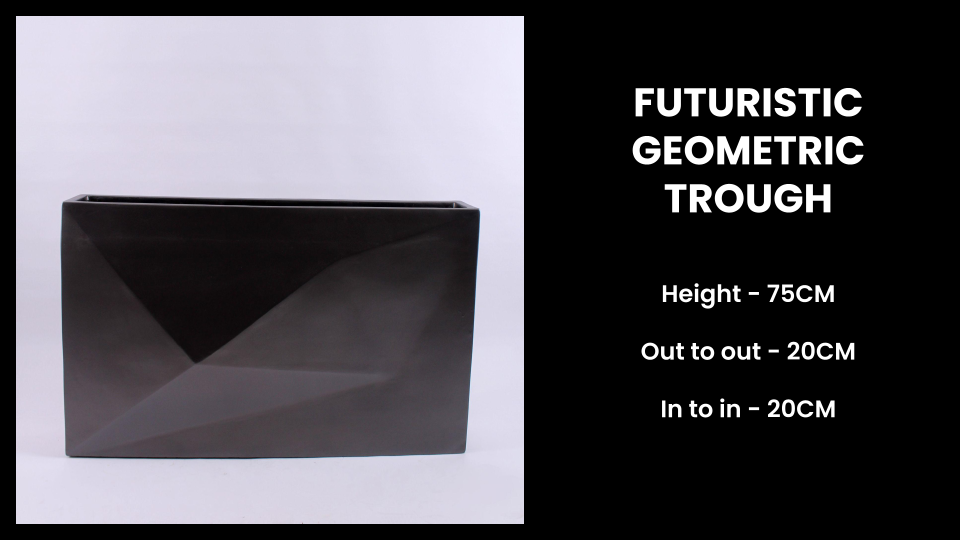 Futuristic Geometric Trough Planter – 120cm Fiberglass Statement Pot for Ultra-Modern Landscaping