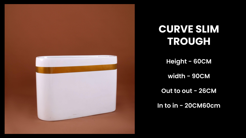 Curve Slim Trough Planter – 90cm Fiberglass Trough for Sleek Indoor & Outdoor Spaces