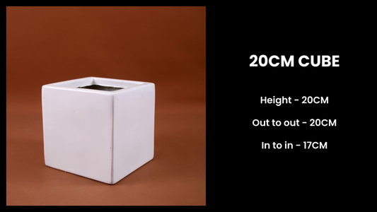 20cm Cube Planter – Mini Fiberglass Square Pot for Indoor Plants & Tabletop Decor